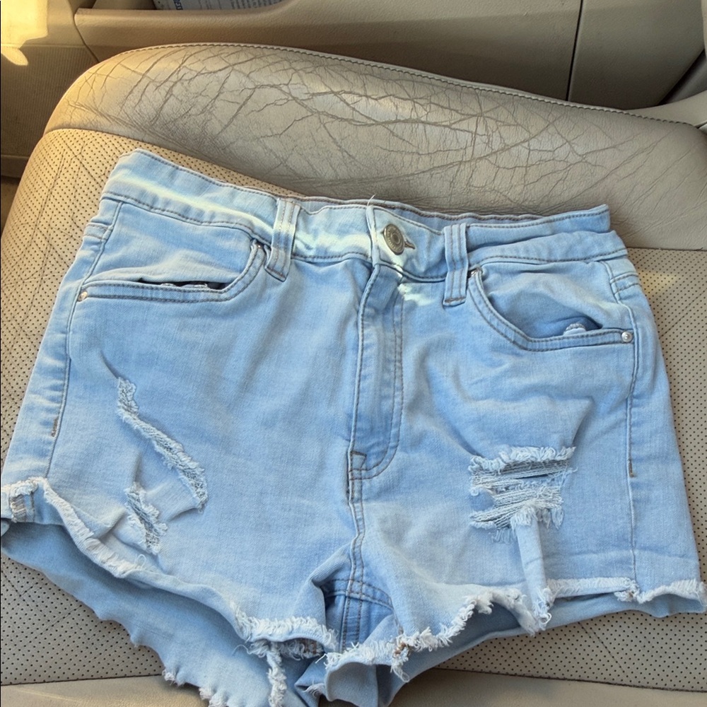 Charlotte Russe Light Blue Distressed Denim Cutoff Shorts